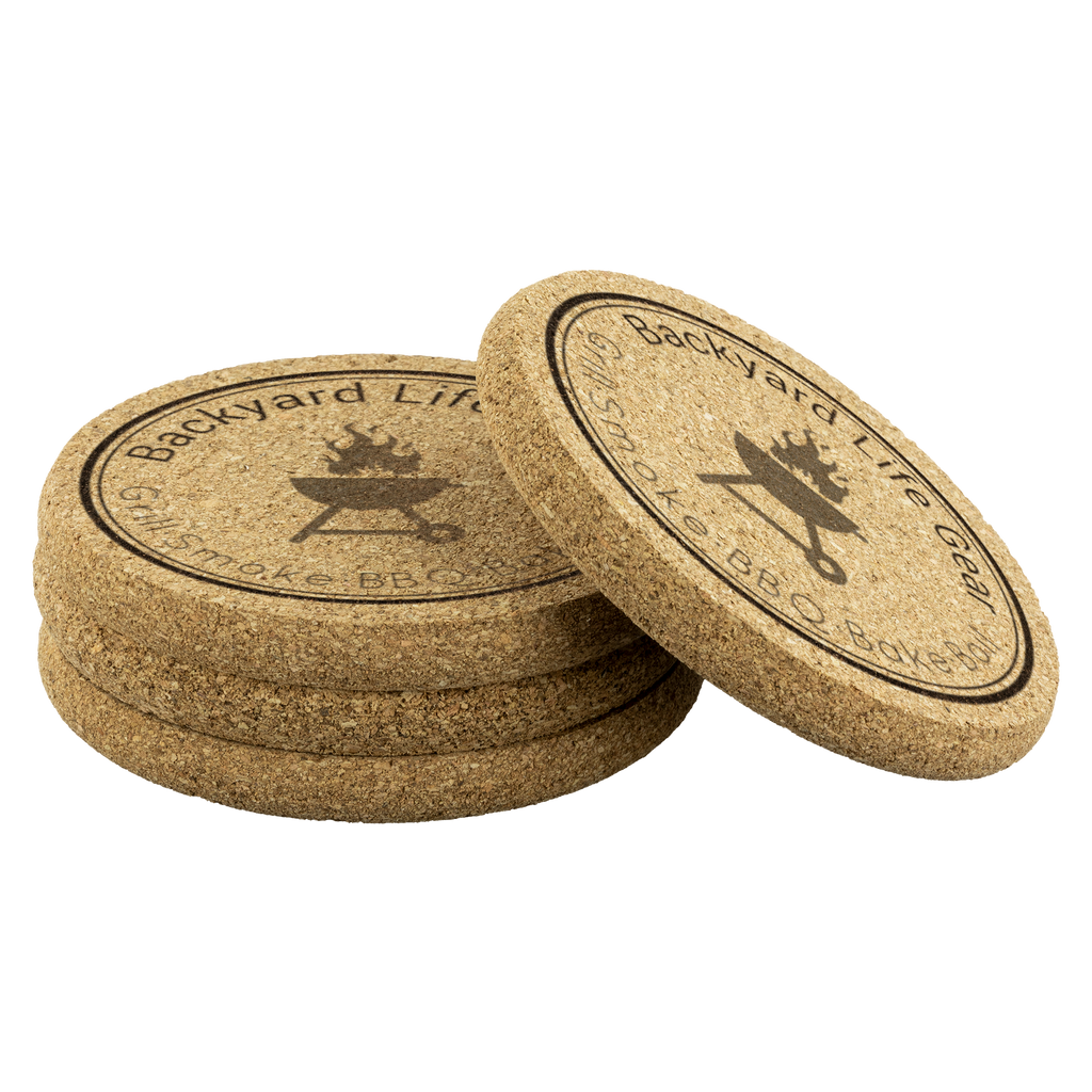 Backyard Life Gear Round Logo Cork Coaster Set