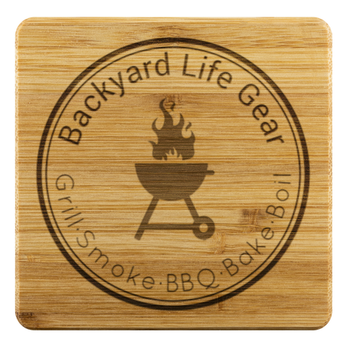 Backyard Life Gear Logo Bamboo Coaster Set