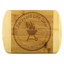 Round Edge Bamboo Cutting Board with Backyard Life Gear Logo